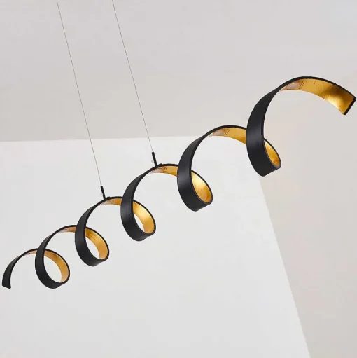 Suspension Rezat Led Noir Dore, 6 Lumieres
