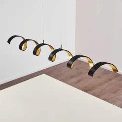 Suspension Rezat Led Noir Dore, 6 Lumieres