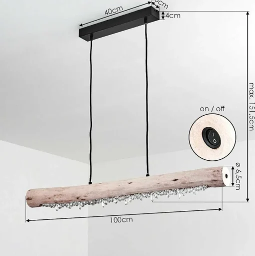 Suspension Rodeche Led Noir, 2 Lumieres