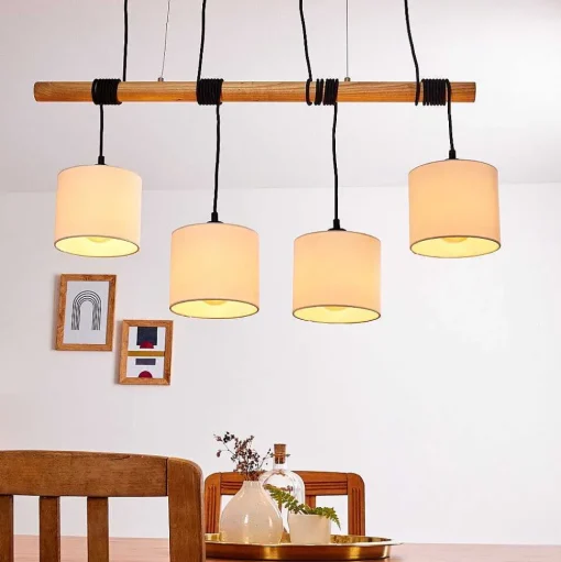 Suspension Sambia Brun, Noir, 4 Lumieres