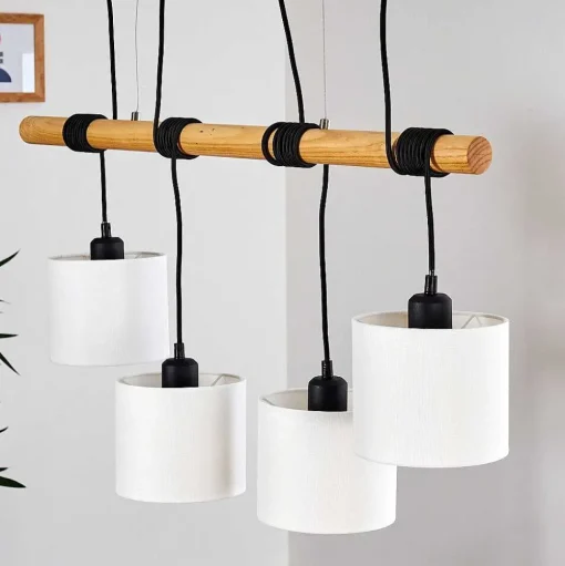 Suspension Sambia Brun, Noir, 4 Lumieres