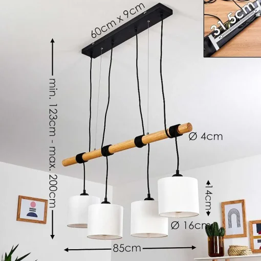 Suspension Sambia Brun, Noir, 4 Lumieres