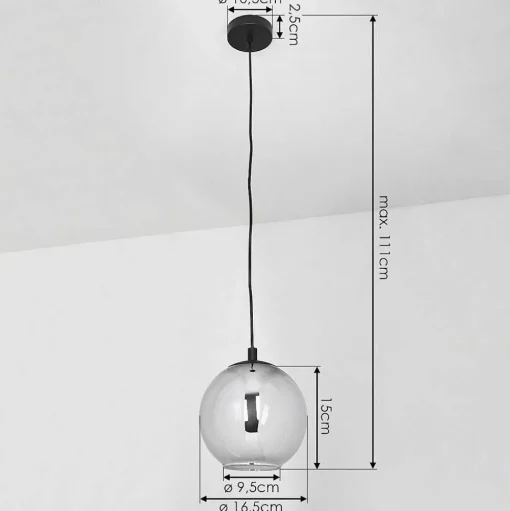 Suspension Sernf Noir, 1 Lumiere