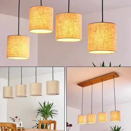 Suspension Shiburg Bois Clair, 4 Lumieres