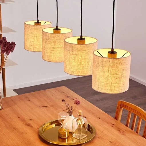 Suspension Shiburg Bois Clair, 4 Lumieres