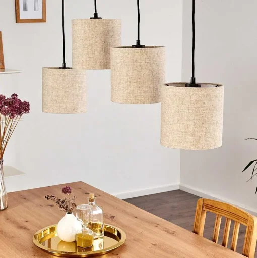 Suspension Shiburg Bois Clair, 4 Lumieres