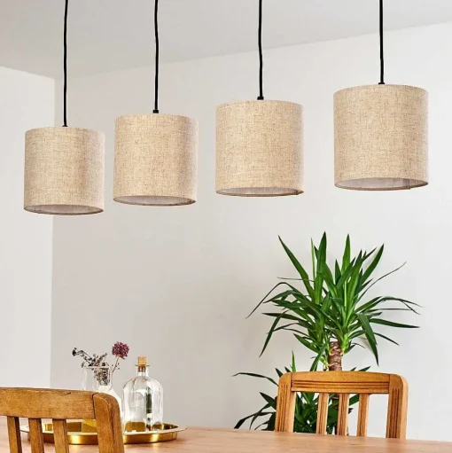 Suspension Shiburg Bois Clair, 4 Lumieres