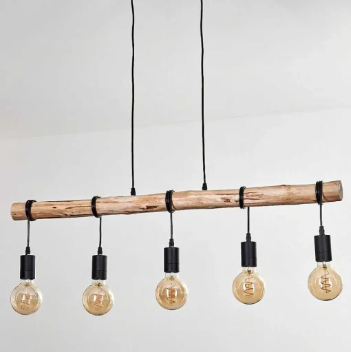 Suspension Soungou Ecru, Noir, 5 Lumieres