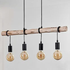 Suspension Soungou Ecru, Noir, 4 Lumieres