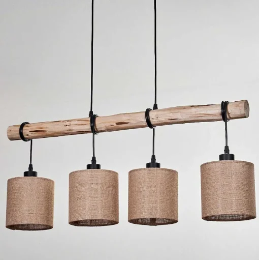 Suspension Soungou Ecru, Noir, 4 Lumieres