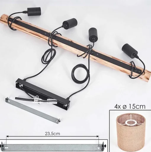 Suspension Soungou Ecru, Noir, 4 Lumieres