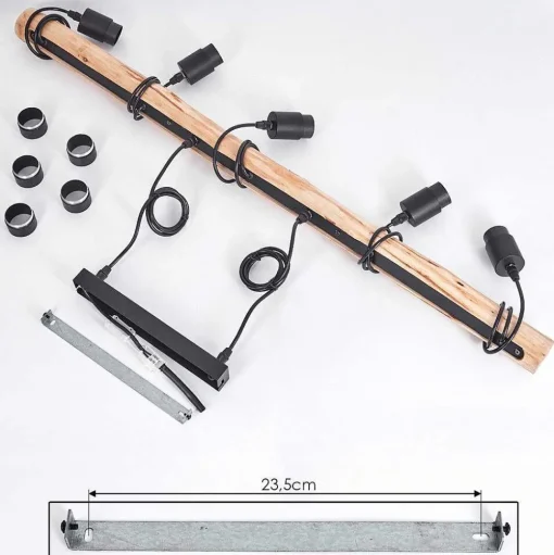 Suspension Soungou Ecru, Noir, 5 Lumieres