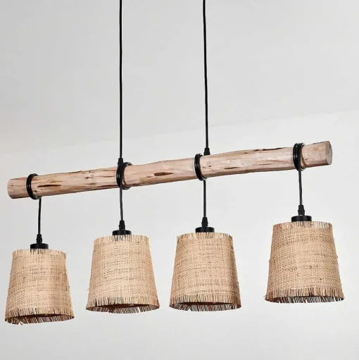 Suspension Soungou Ecru, Noir, 4 Lumieres