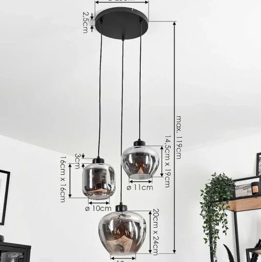 Suspension Talok Fume, 3 Lumieres