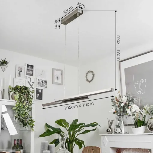Suspension Tamizat Led Nickel Mat, 2 Lumieres, Changeur De Couleurs