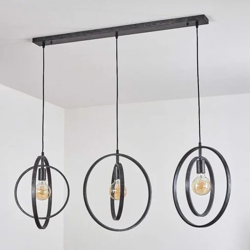 Suspension Tercel Brun Fonce, Nickel Mat, Noir, 3 Lumieres