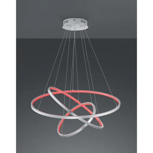Suspension Trio Aaron Led Nickel Mat, 1 Lumiere, Telecommandes, Changeur De Couleurs