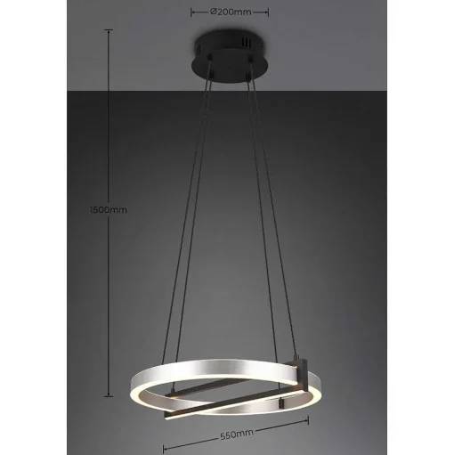Suspension Trio Thompson Led Aluminium Brosse, 1 Lumiere, Telecommandes, Changeur De Couleurs