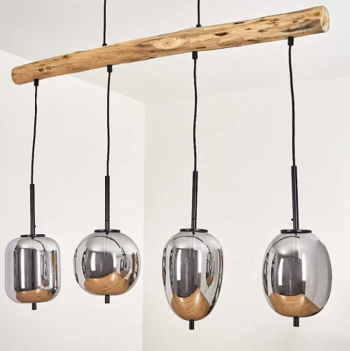Suspension Verbania Ecru, Noir, 4 Lumieres