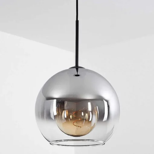 Suspension Verre 25 Cm Koyoto Clair, Fume, 1 Lumiere