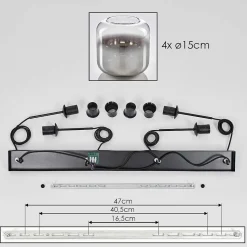 Suspension Verre 15 Cm Lauden Clair, Fume, 4 Lumieres