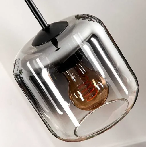 Suspension Verre 15 Cm Lauden Clair, Fume, 1 Lumiere