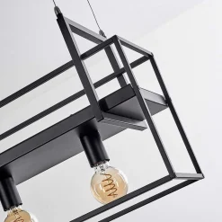 Suspension Victorine Chrome, Noir, 3 Lumieres