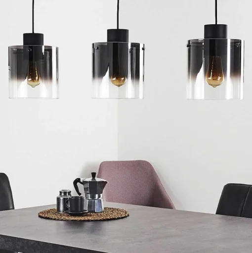 Suspension Wichit Noir, 3 Lumieres