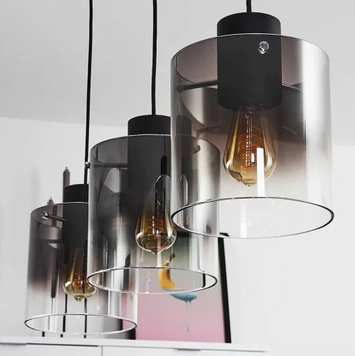 Suspension Wichit Noir, 3 Lumieres