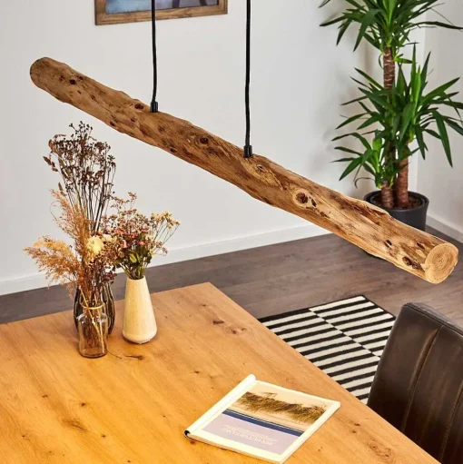 Suspension Winterthur Led Bois Clair, Noir, 1 Lumiere