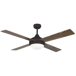 Ventilateur De Plafond A Lampe Faro Barcelona Icaria Brun, Bois Fonce, 2 Lumieres, Telecommandes