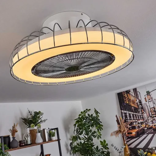 Ventilateur De Plafond Burmeister Led Blanc, 1 Lumiere, Telecommandes