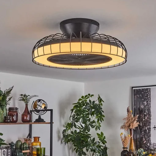 Ventilateur De Plafond Burmeister Led Noir, 1 Lumiere, Telecommandes
