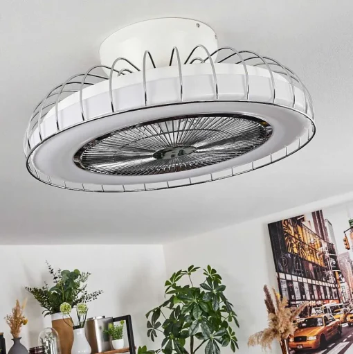 Ventilateur De Plafond Burmeister Led Blanc, 1 Lumiere, Telecommandes