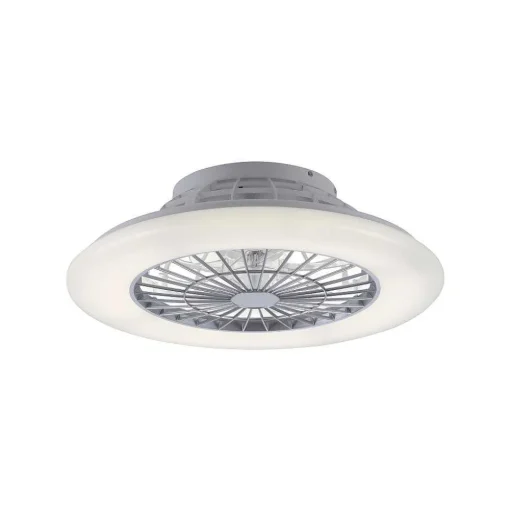 Ventilateur De Plafond Leuchten-Direkt Patrick Led Argente, 1 Lumiere, Telecommandes, Changeur De Couleurs