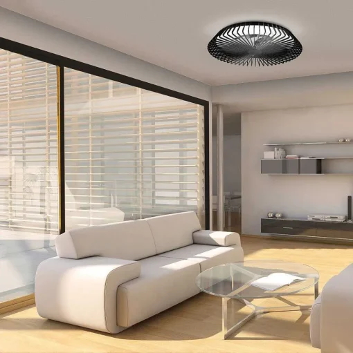 Ventilateur De Plafond Mantra Himalaya Led Noir, 1 Lumiere, Telecommandes