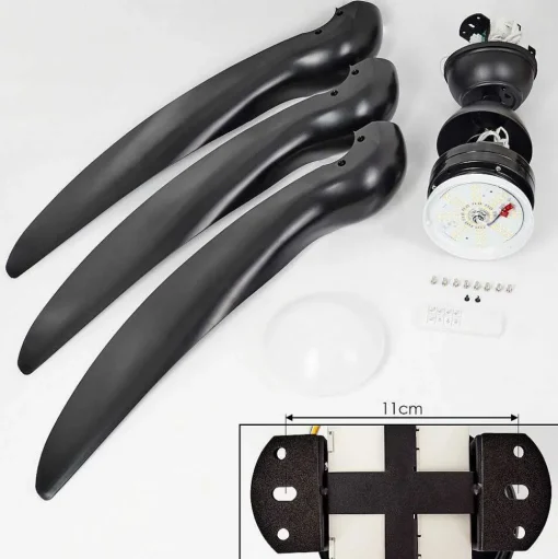 Ventilateur De Plafond Malloa Led Noir, 1 Lumiere, Telecommandes
