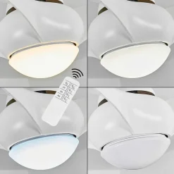 Ventilateur De Plafond Malloa Led Blanc, 1 Lumiere, Telecommandes