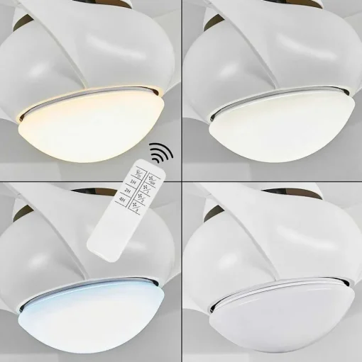 Ventilateur De Plafond Malloa Led Blanc, 1 Lumiere, Telecommandes