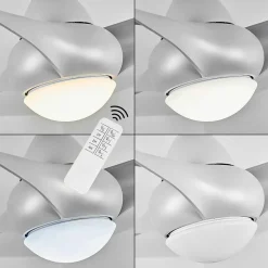 Ventilateur De Plafond Malloa Led Titane, 1 Lumiere, Telecommandes