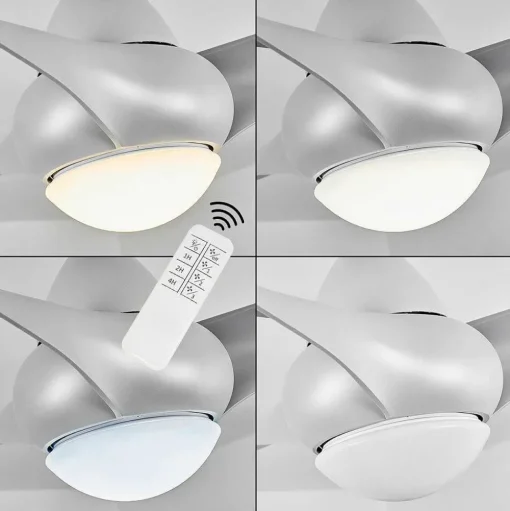 Ventilateur De Plafond Malloa Led Titane, 1 Lumiere, Telecommandes