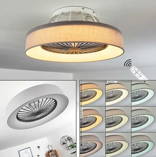 Ventilateur De Plafond Moli Led Gris, Blanc, 1 Lumiere, Telecommandes