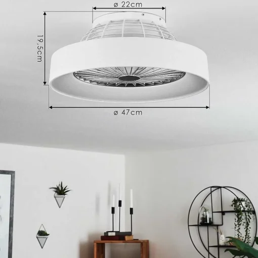 Ventilateur De Plafond Moli Led Blanc, 1 Lumiere, Telecommandes