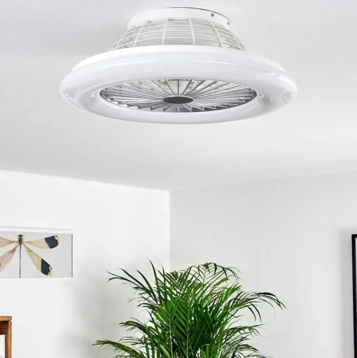 Ventilateur De Plafond Piraeus Led Titane, Blanc, 1 Lumiere, Telecommandes