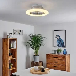Ventilateur De Plafond Piraeus Led Titane, Blanc, 1 Lumiere, Telecommandes
