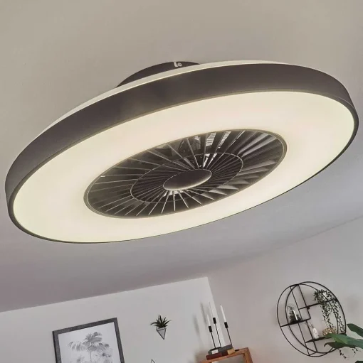 Ventilateur De Plafond Qualiano Led Noir, Blanc, 1 Lumiere, Telecommandes