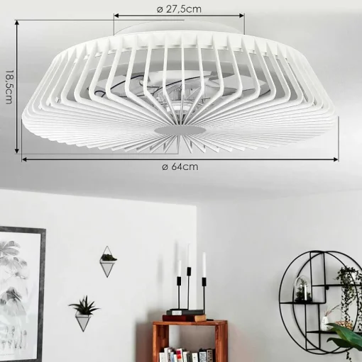 Ventilateur De Plafond Rivarotta Led Blanc, 1 Lumiere, Telecommandes