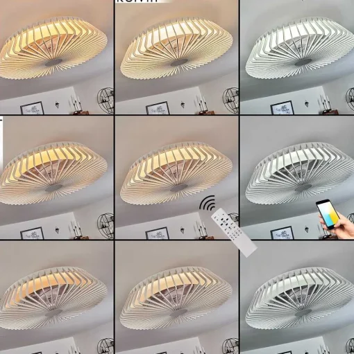 Ventilateur De Plafond Rivarotta Led Blanc, 1 Lumiere, Telecommandes