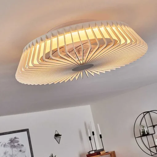 Ventilateur De Plafond Rivarotta Led Blanc, 1 Lumiere, Telecommandes