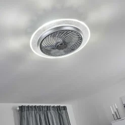 Ventilateur De Plafond Tamworth Led Argente, Transparent, 1 Lumiere, Telecommandes